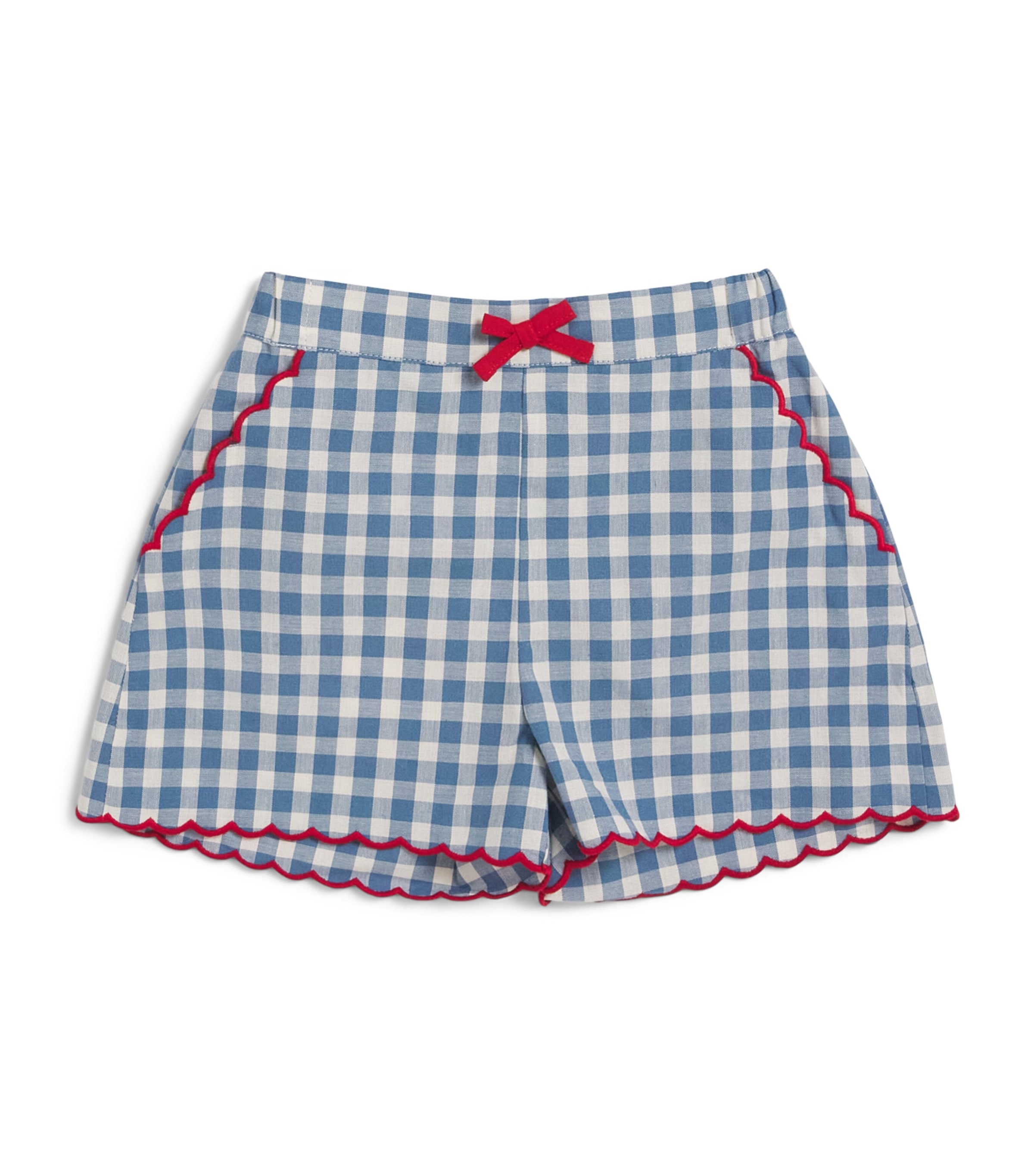 PEPA LONDON Cotton Check Shorts (18 Months-4 Years) Blue Image 1