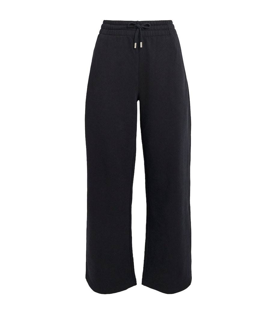 Harrods Womens Cotton Jersey Wide-Leg Sweatpants Black Image 1
