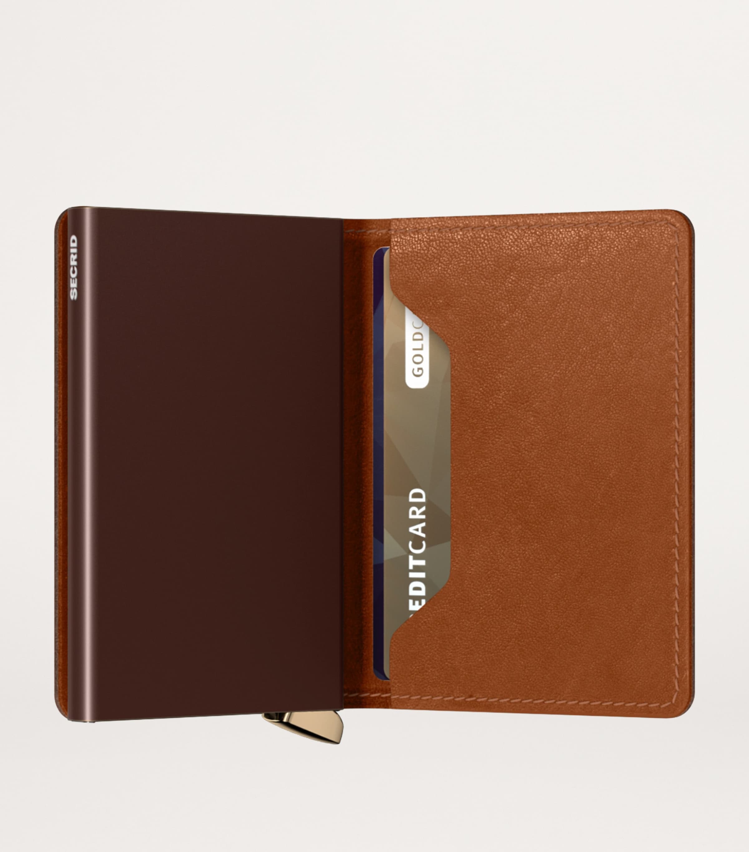 Leather Embossed Lines Slimwallet COGNAC Image 5