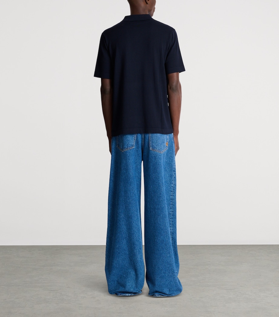 Silk-Cotton Logo Polo Shirt SIV MARINE/BLANC Image 6