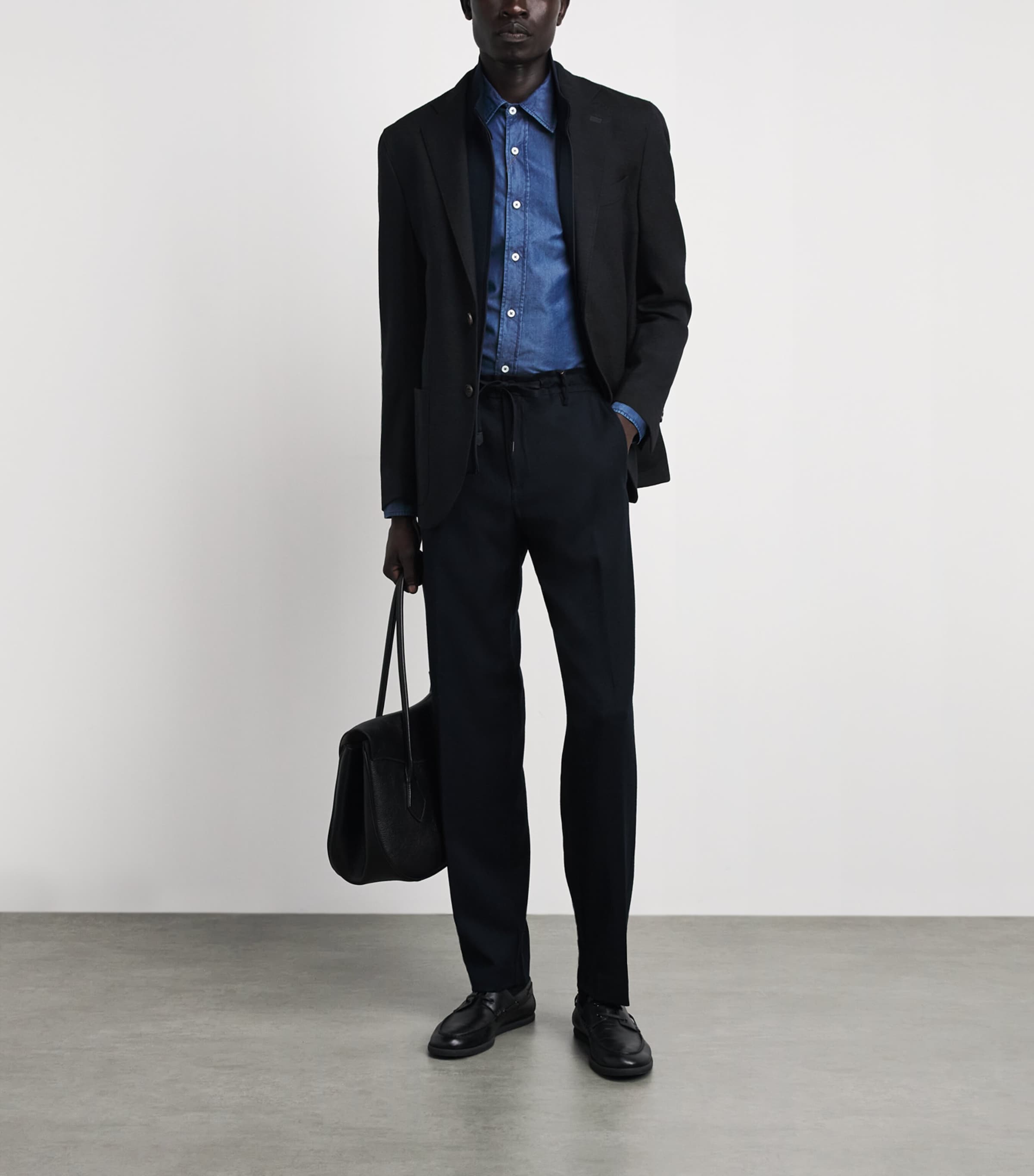 Corneliani Mens Stretch-Wool Detachable-Insert Blazer Dark Blue Image 2