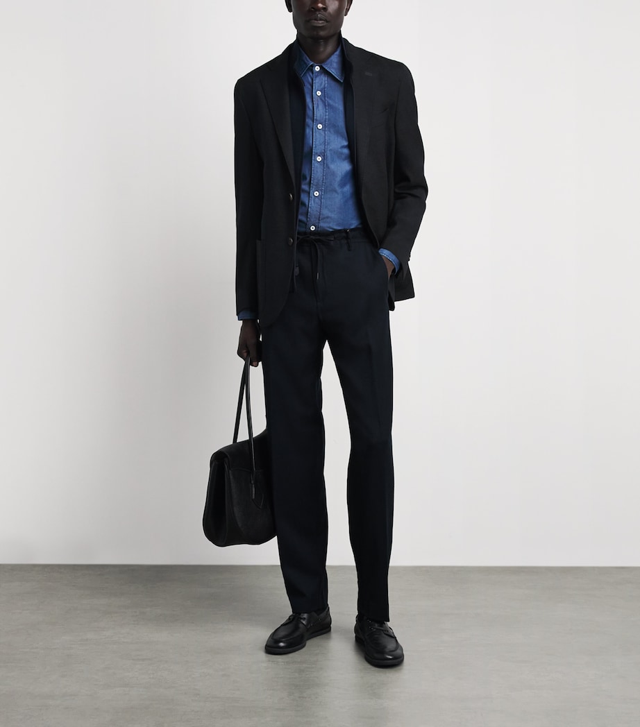 Corneliani Mens Stretch-Wool Detachable-Insert Blazer Dark Blue Image 2
