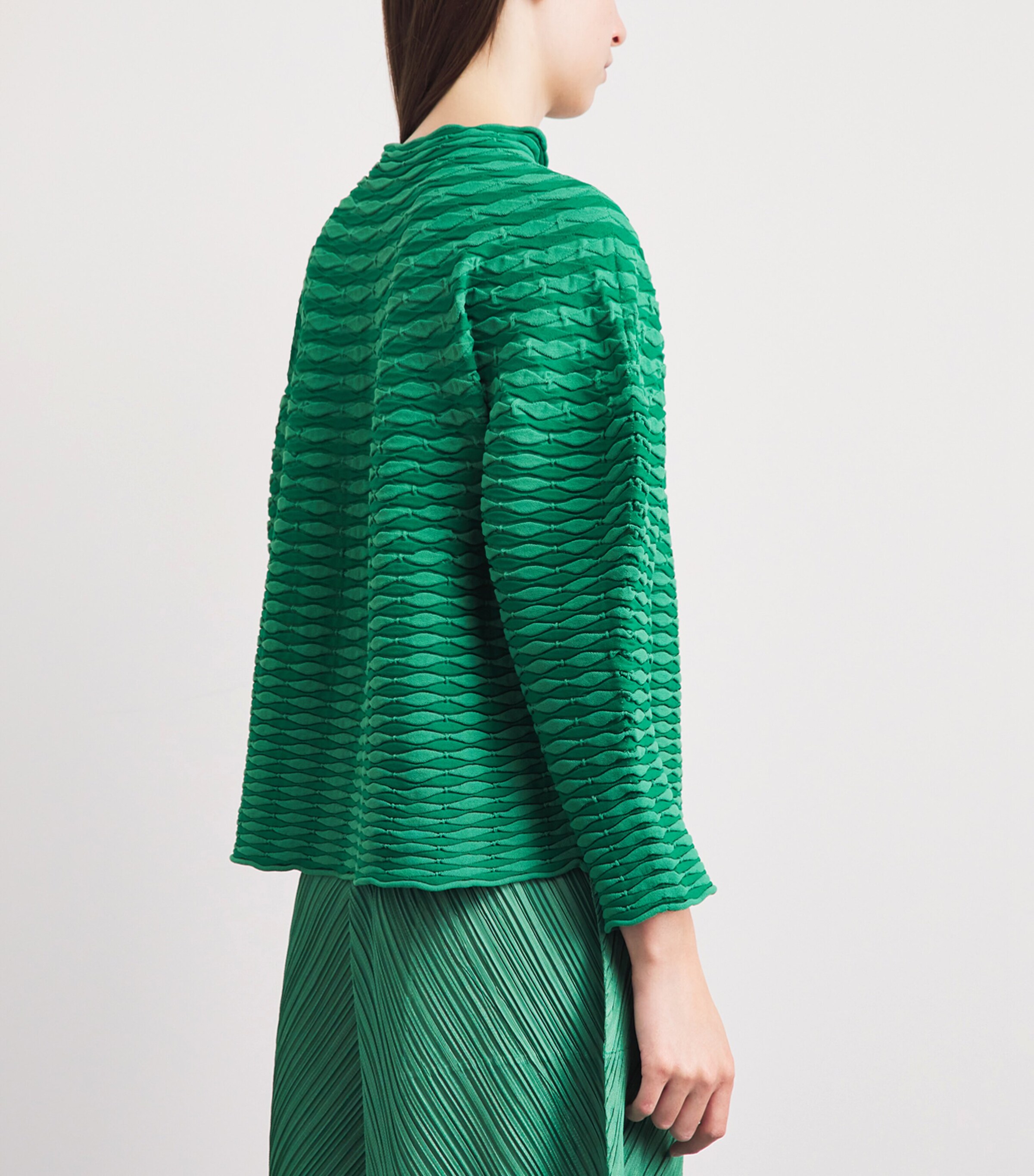 Pleats Please Issey Miyake Womens Colourful Mushroom Knit Top Grass Green Image 5