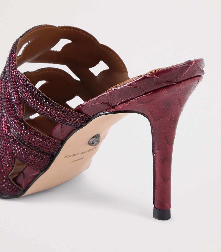 Leather Embellished Chain Heeled Mules 85 WINE Image 2