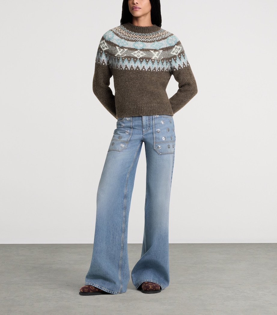 Wool-Blend Jacquard Monogram Sweater GREY Image 4