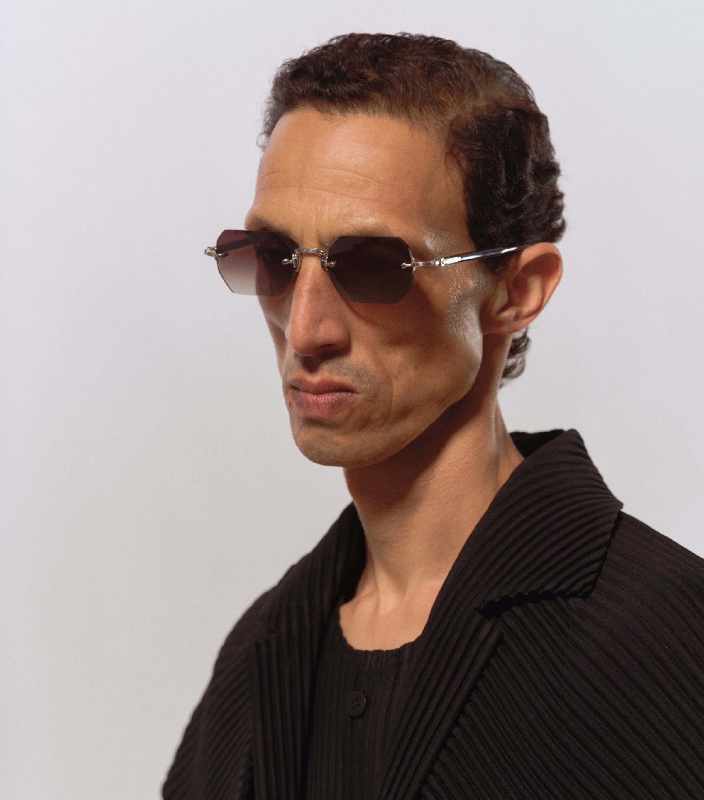 Matsuda M5010 Octagonal Sunglasses Brushed Slvr Blk Gry Image 4