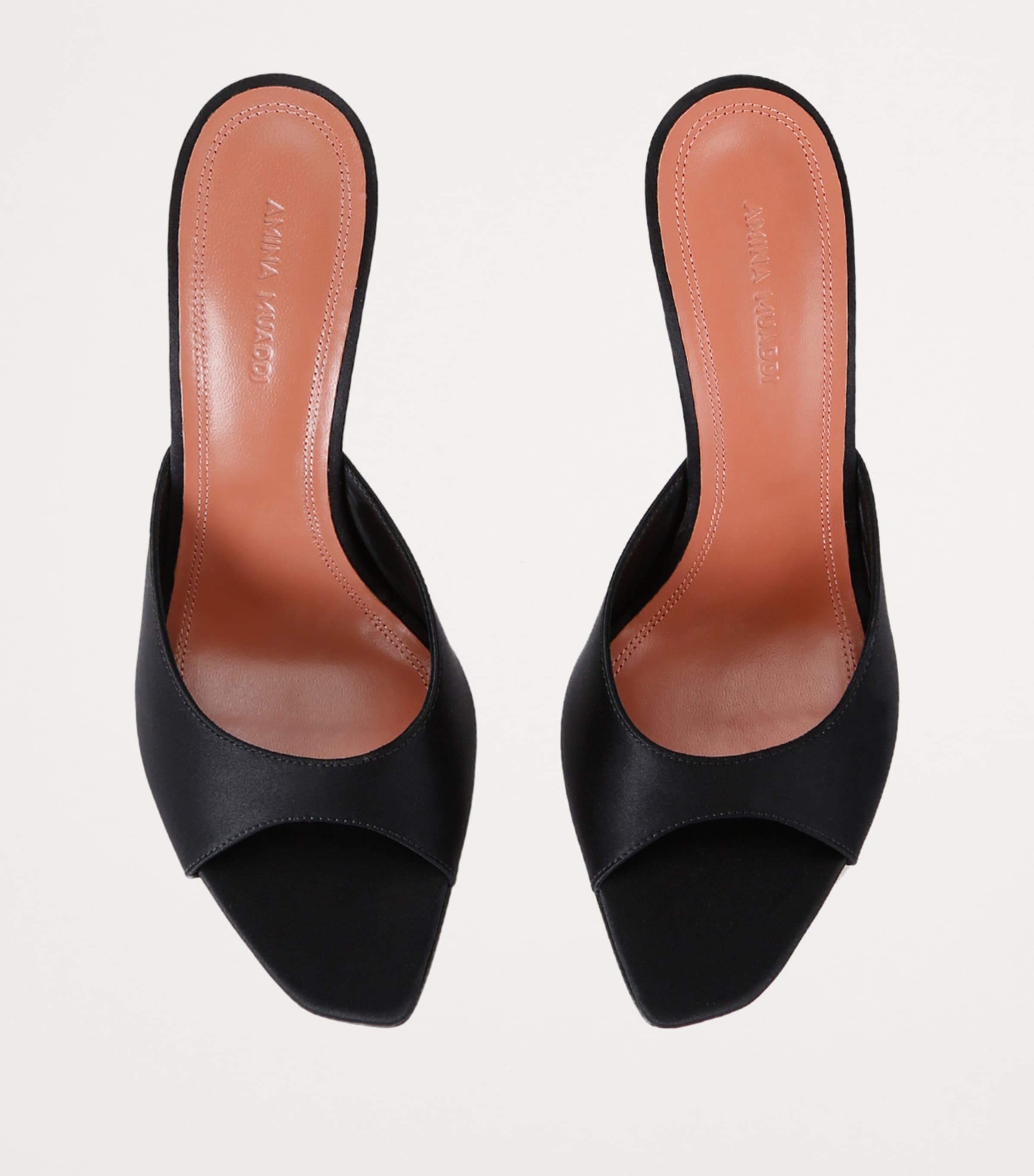Amina Muaddi Black Satin Alexa Mules 90 | Harrods HK