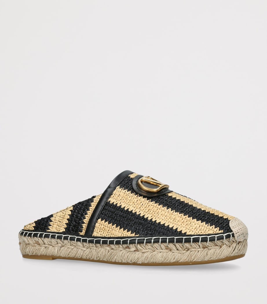 Valentino Garavani Raffia Espadrille Mules Blk/beige Image 3