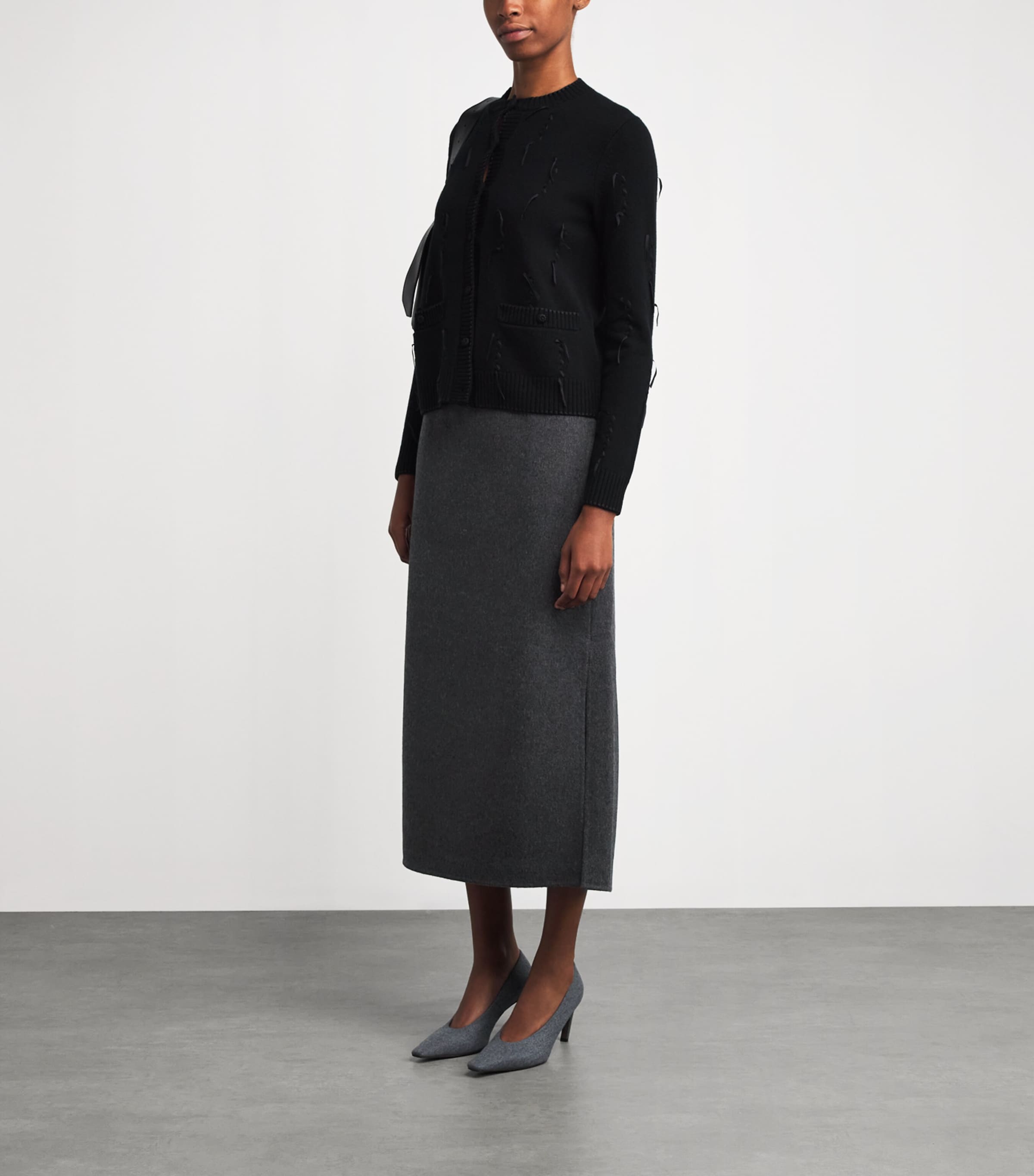 Lafayette 148 Womens Wool-Cashmere Midi Skirt Graphte Mlng Image 2