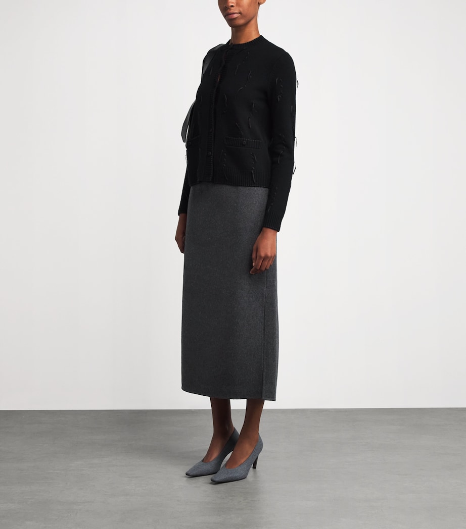Lafayette 148 Womens Wool-Cashmere Midi Skirt Graphte Mlng Image 2