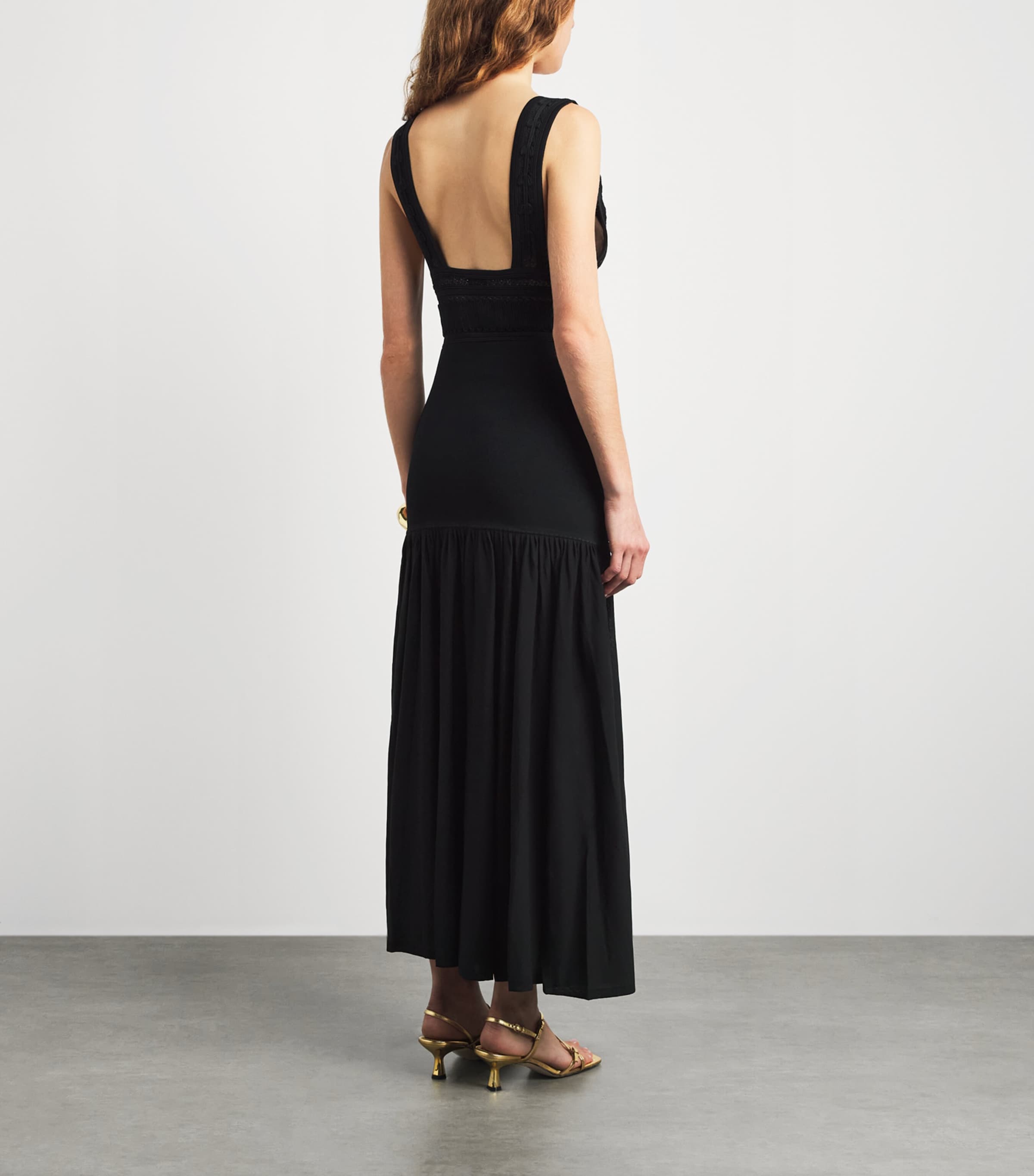 Sandro Paris Womens Knitted V-Neck Maxi Dress Black Image 4