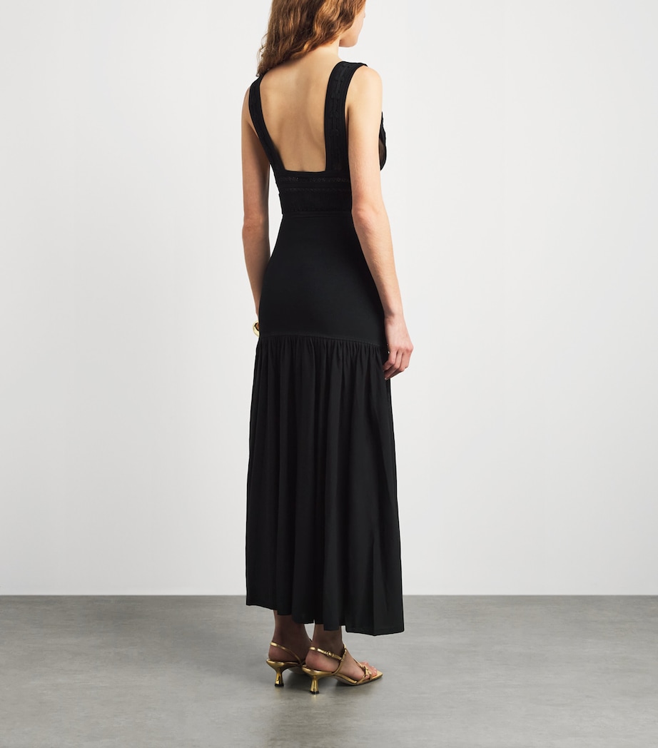 Sandro Paris Womens Knitted V-Neck Maxi Dress Black Image 4