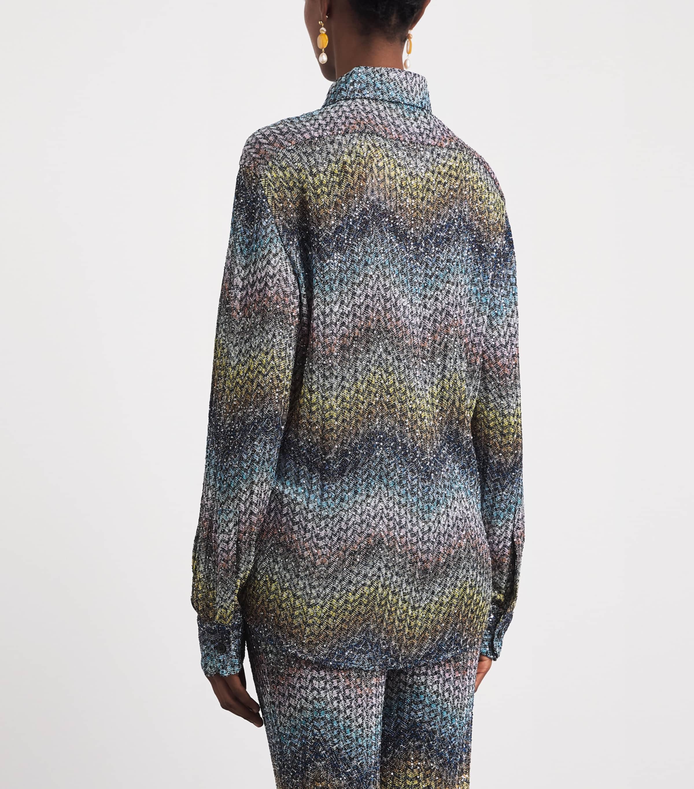Missoni Womens Metallic Zigzag Shirt Smsns Mlt Bl Ylw Vlt Image 5