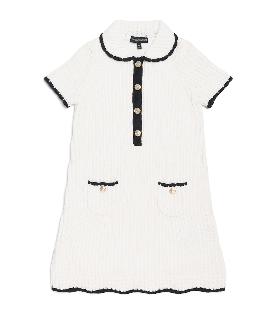 Emporio Armani Kids Cotton Knit Mini Dress (4-14 Years) Off White Image 1