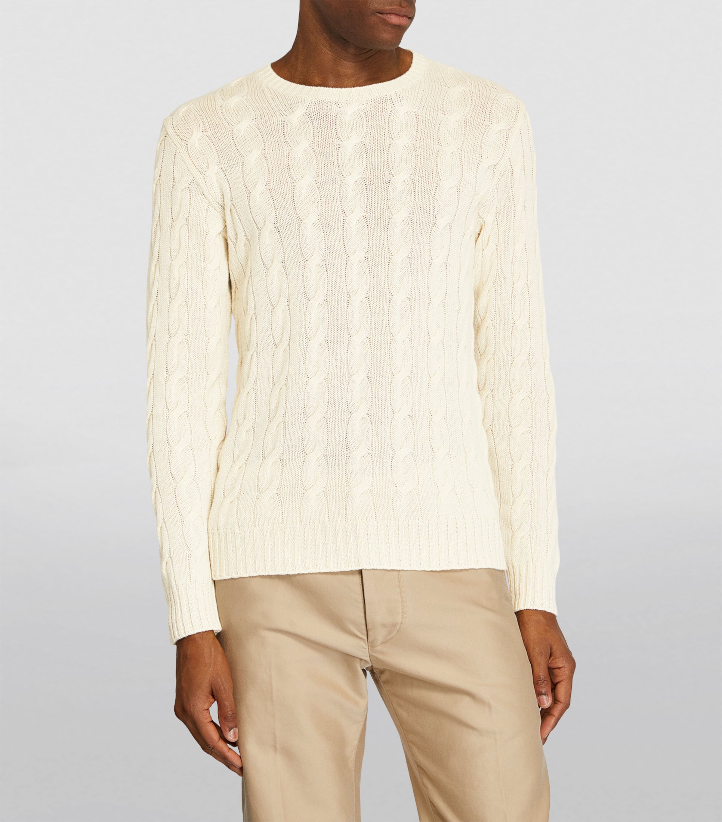 Cashmere Cable-Knit Sweater WHITE Image 3