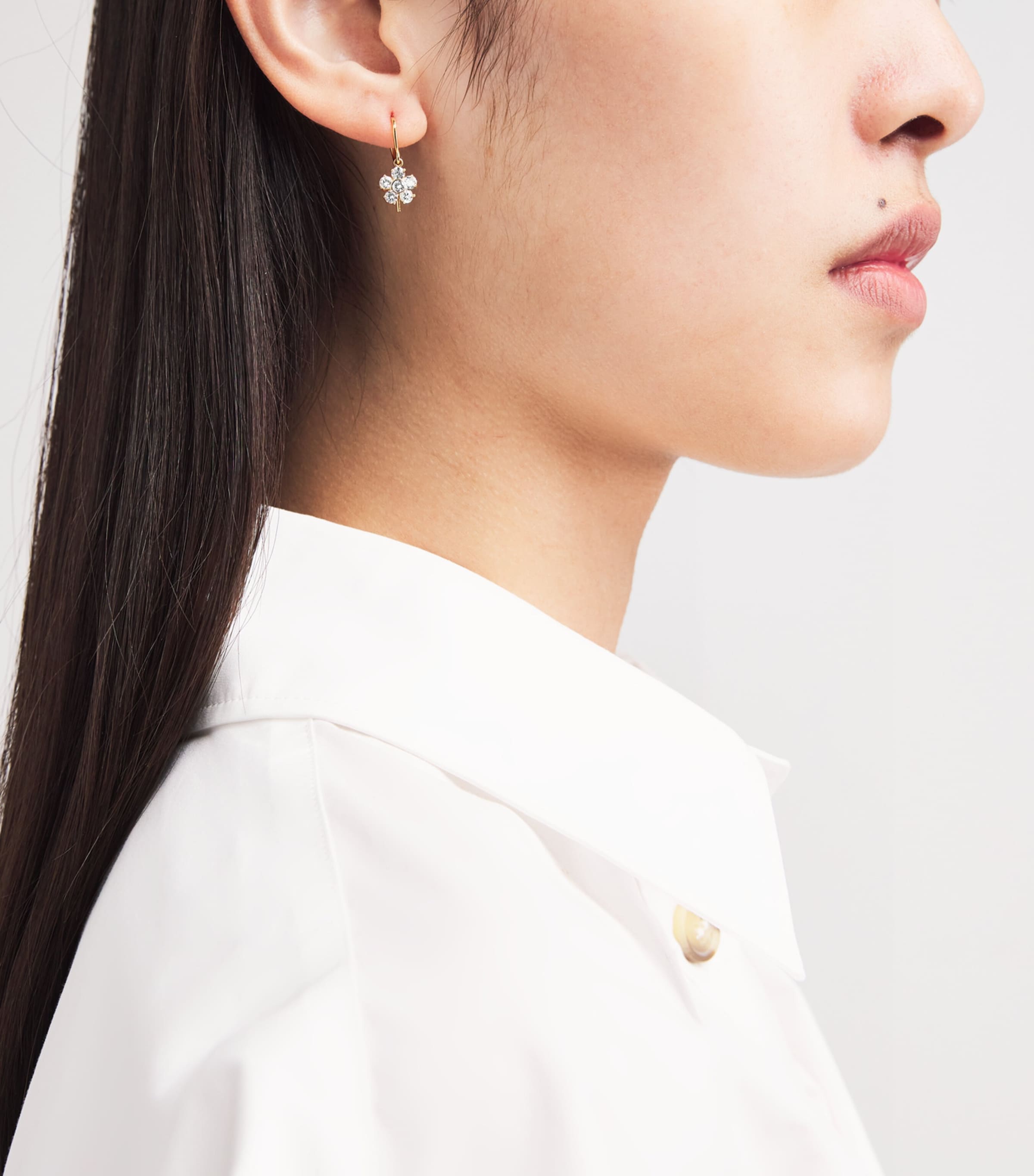 Large Yellow Gold and Diamond Edith Earrings YELLOW GOLD Image 2