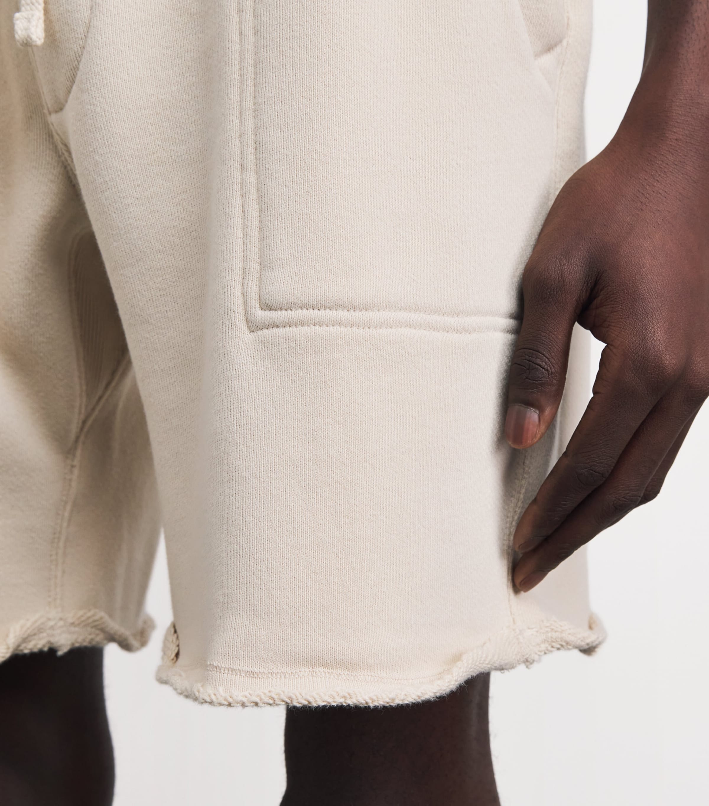 PAIGE Mens Cotton Ruiz Sweatshorts Washed Vanilla Bean Image 3