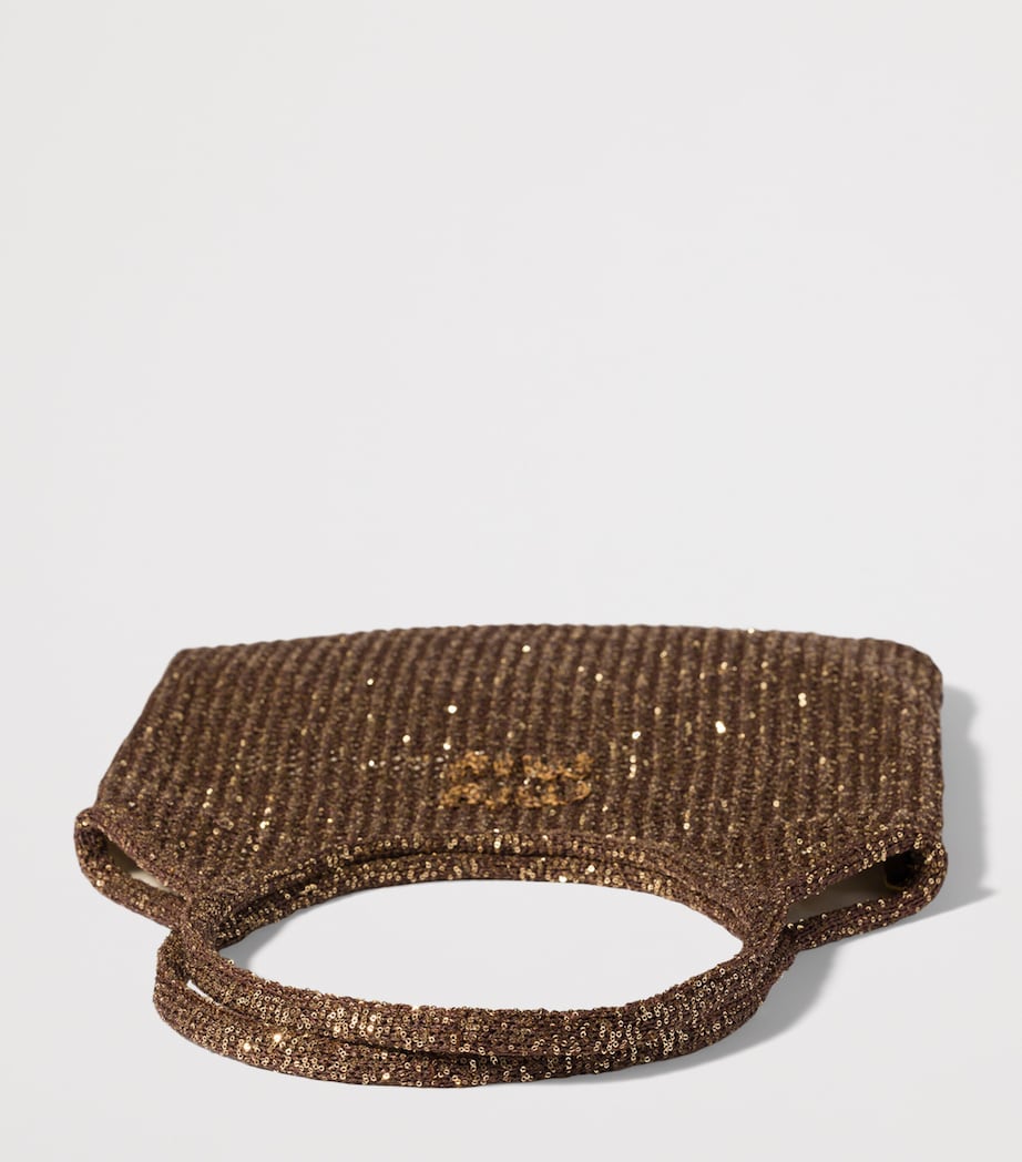 Miu Miu Mesh-Sequin Ivy Tote Bag Brown Image 4