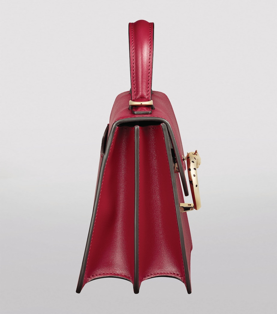 Leather Mini Panthère De Cartier Top-Handle Bag CHERRY RED Image 3