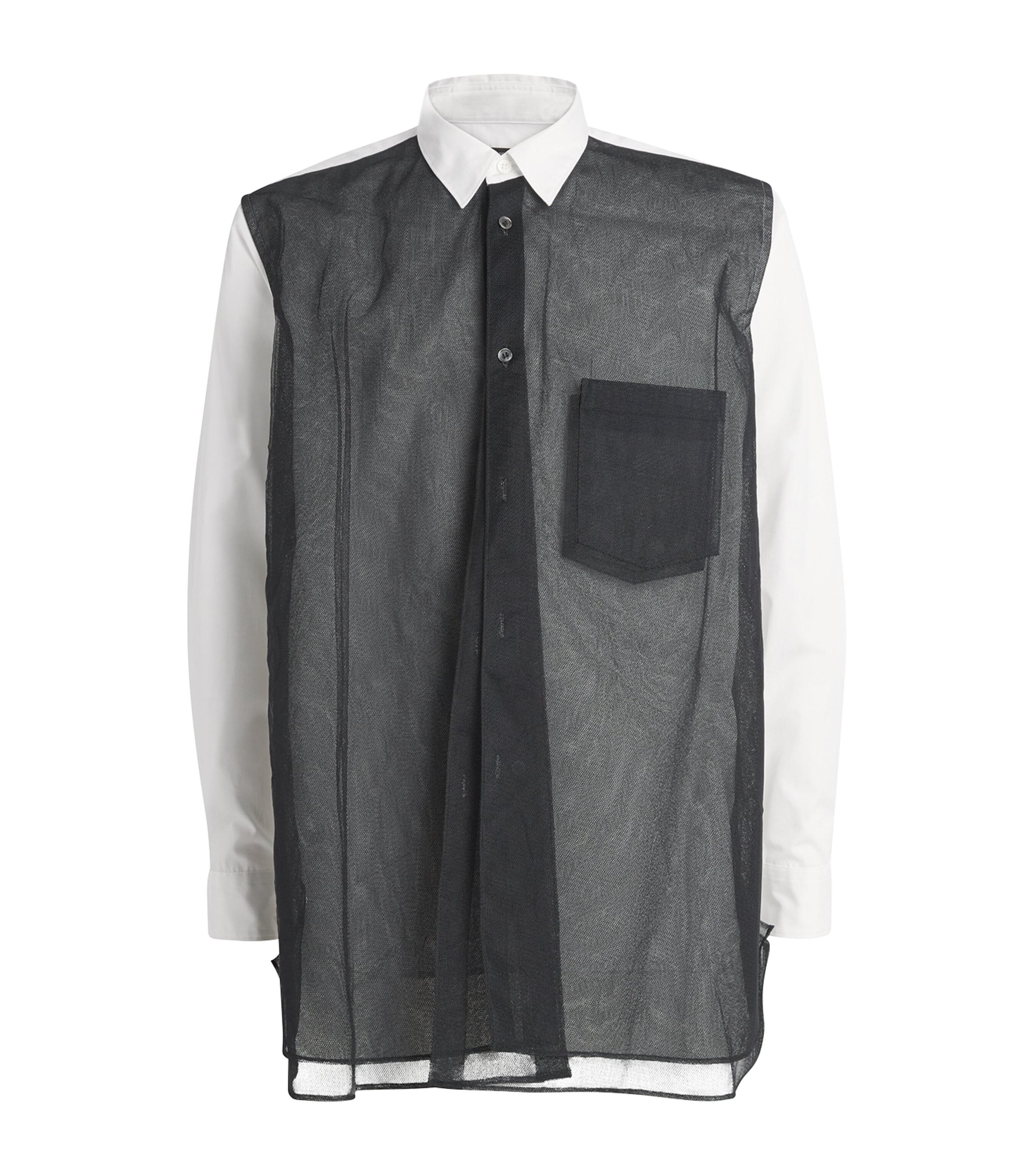 Comme Des Garçons Homme Plus White Cotton Mesh-Front Shirt