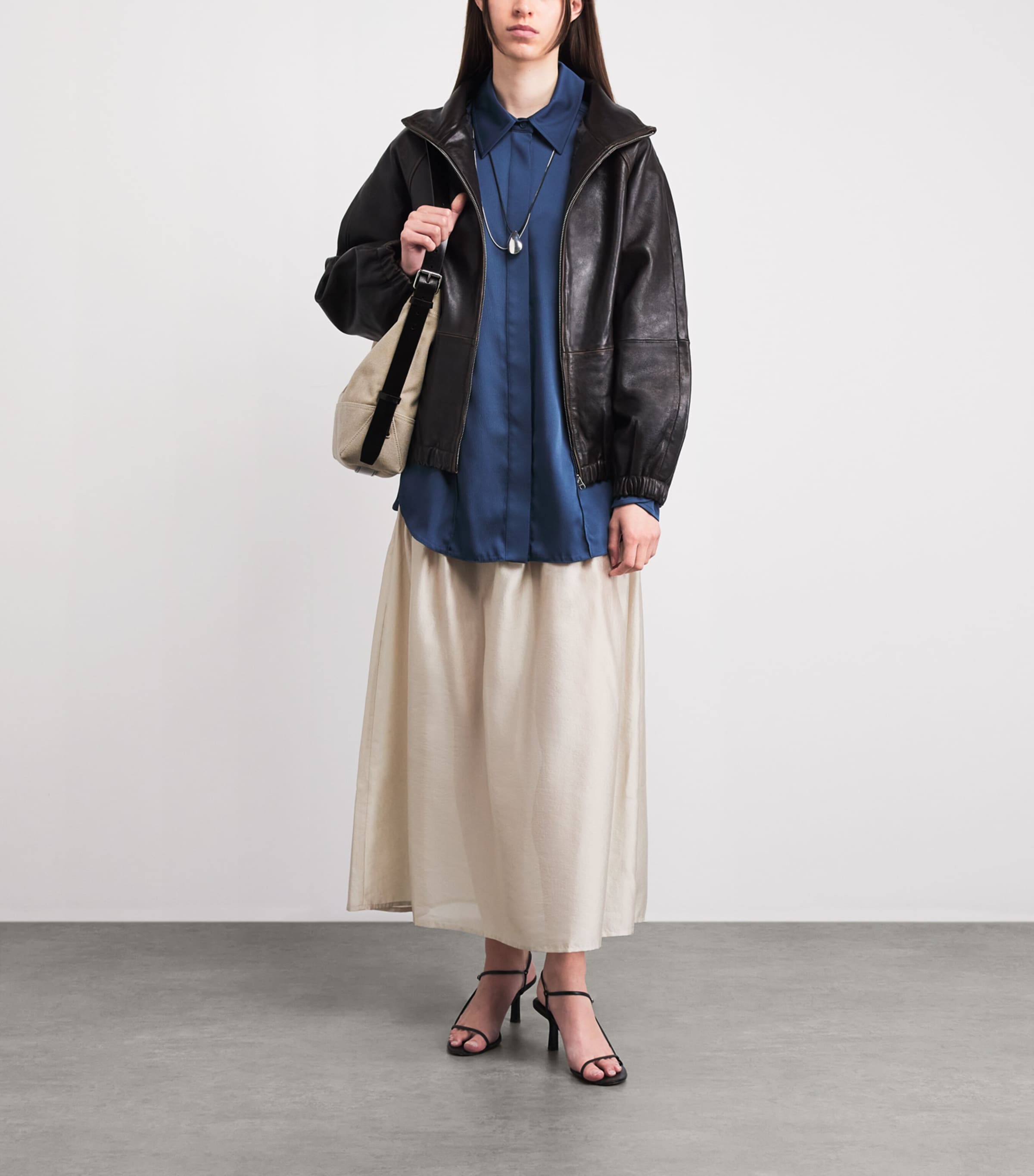Lemaire Small Canvas Belted Tote Bag Dark Linen Image 2