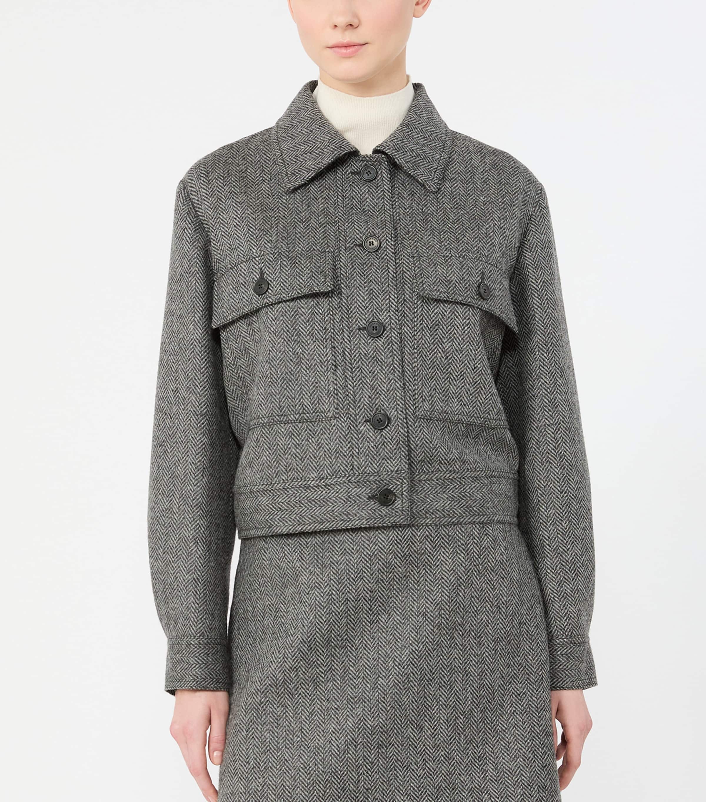 Weekend Max Mara Womens Chevron Collared Jacket Dark Grey Image 3