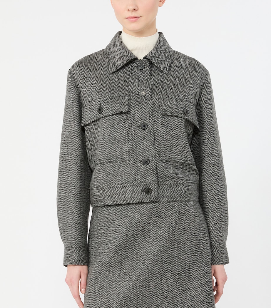 Weekend Max Mara Womens Chevron Collared Jacket Dark Grey Image 3