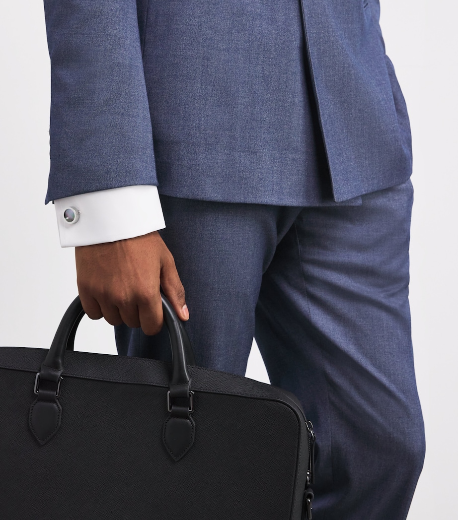 Rhodium-Plated Reversible Disc Cufflinks PEARL Image 2