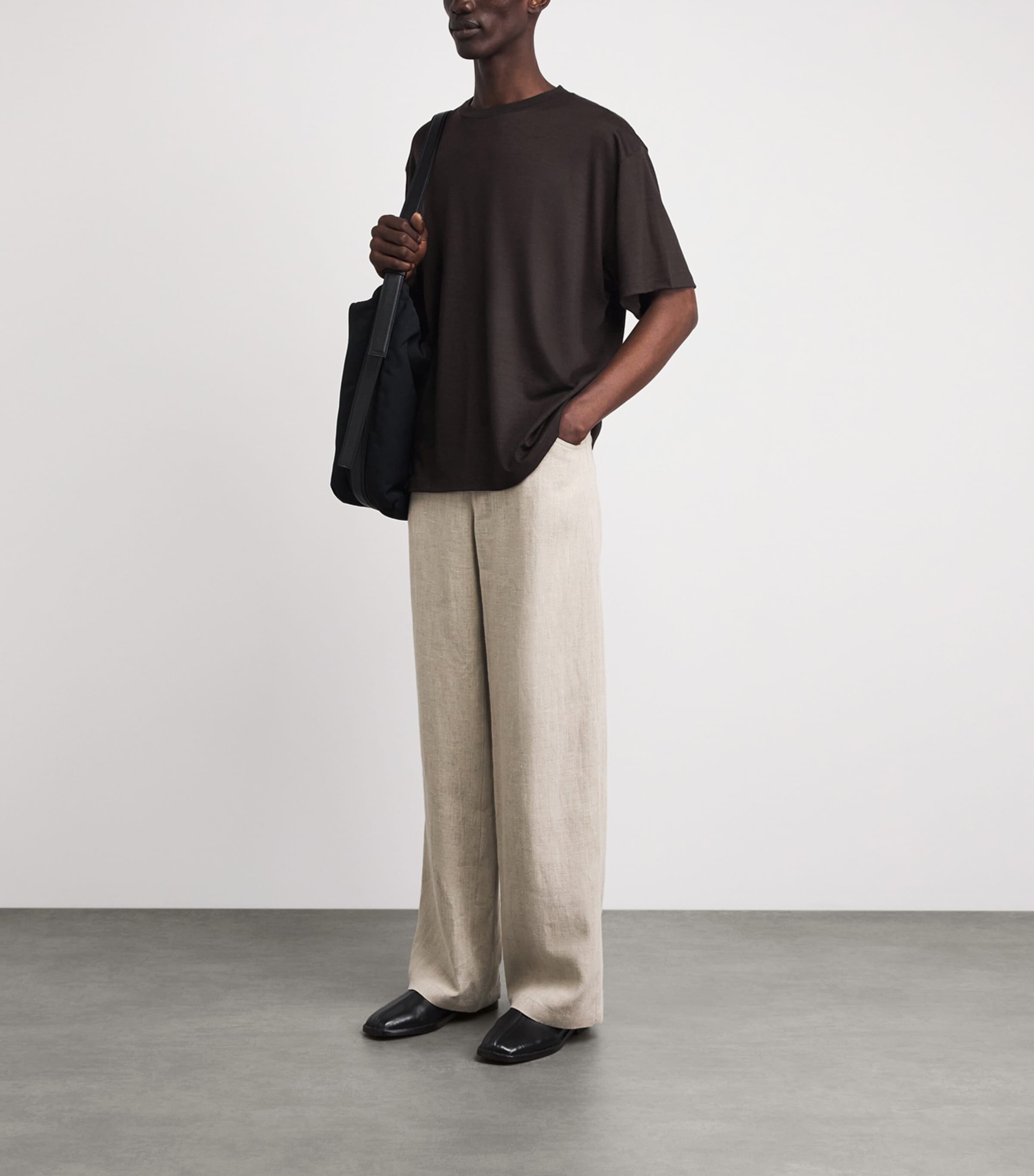 Studio Nicholson Mens Wool Henley T-Shirt Black Grape Image 2