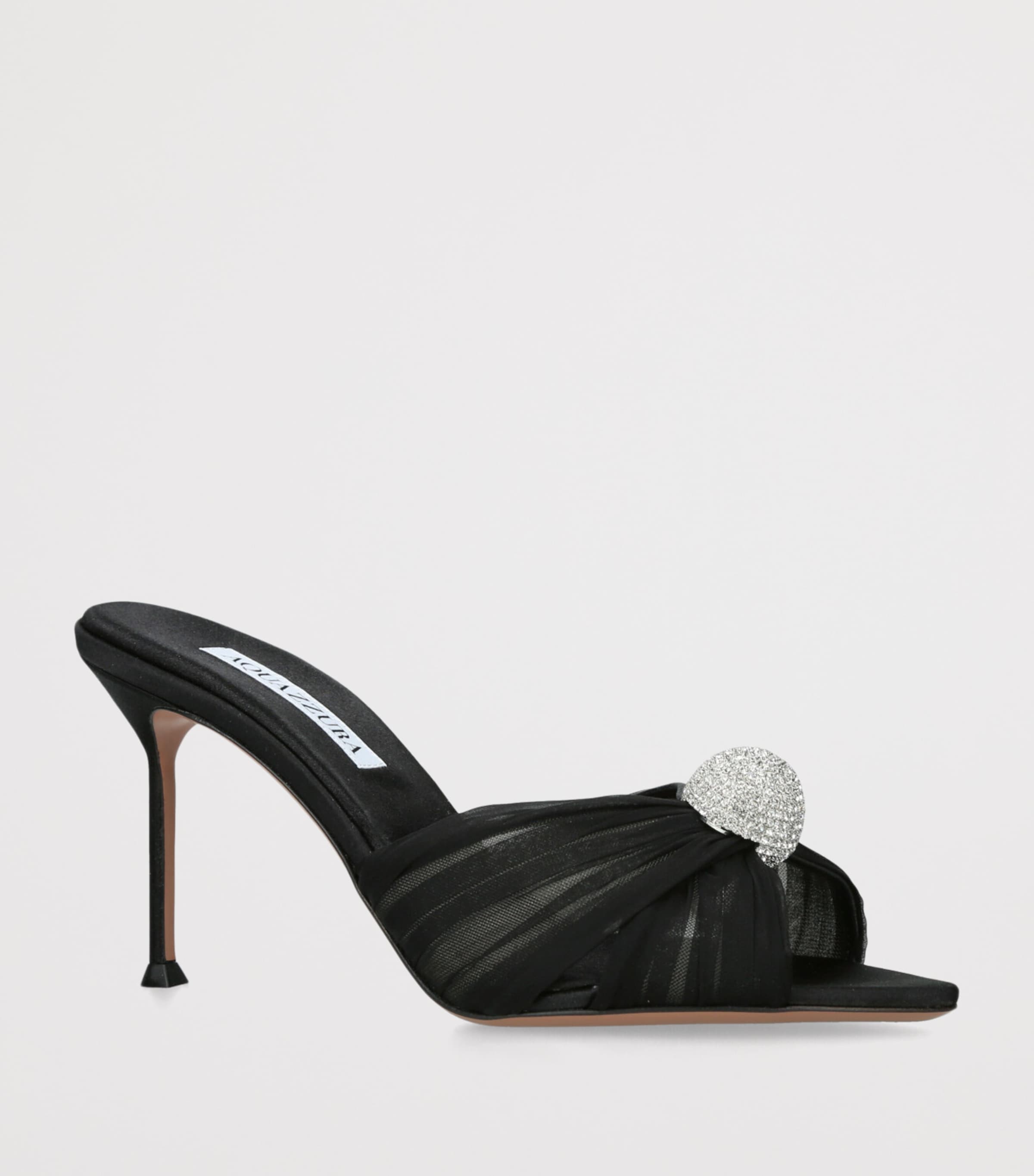 Aquazzura Embellished Mesh Mystery Mules 85 Black Image 3