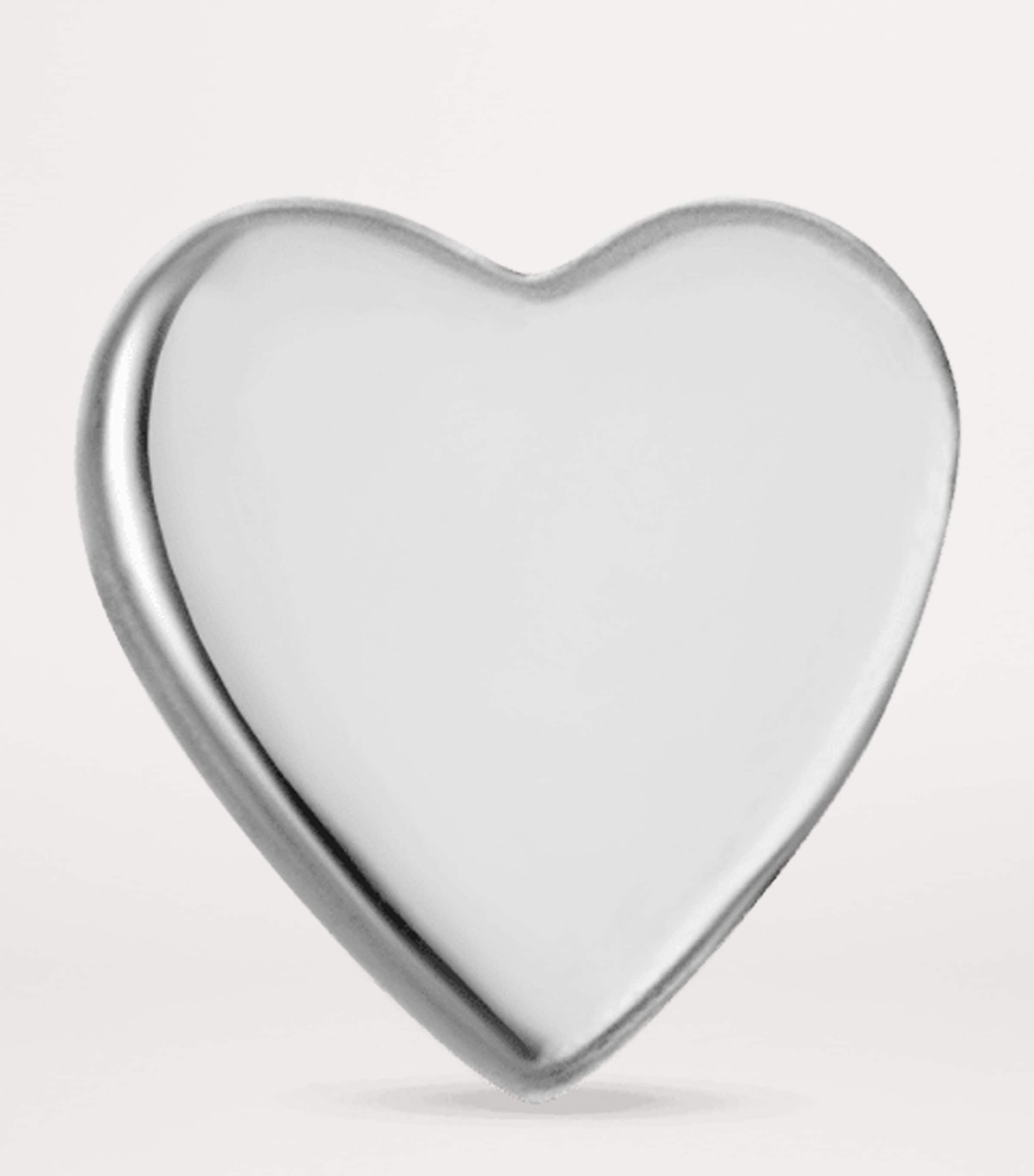 White Gold Heart Threaded Stud Earring (3mm) WHITE GOLD Image 2