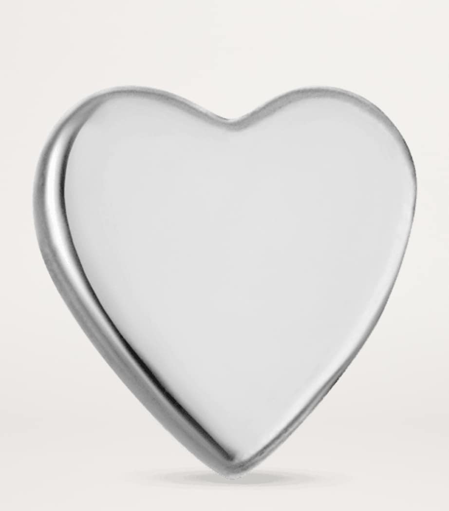 White Gold Heart Threaded Stud Earring (3mm) WHITE GOLD Image 2