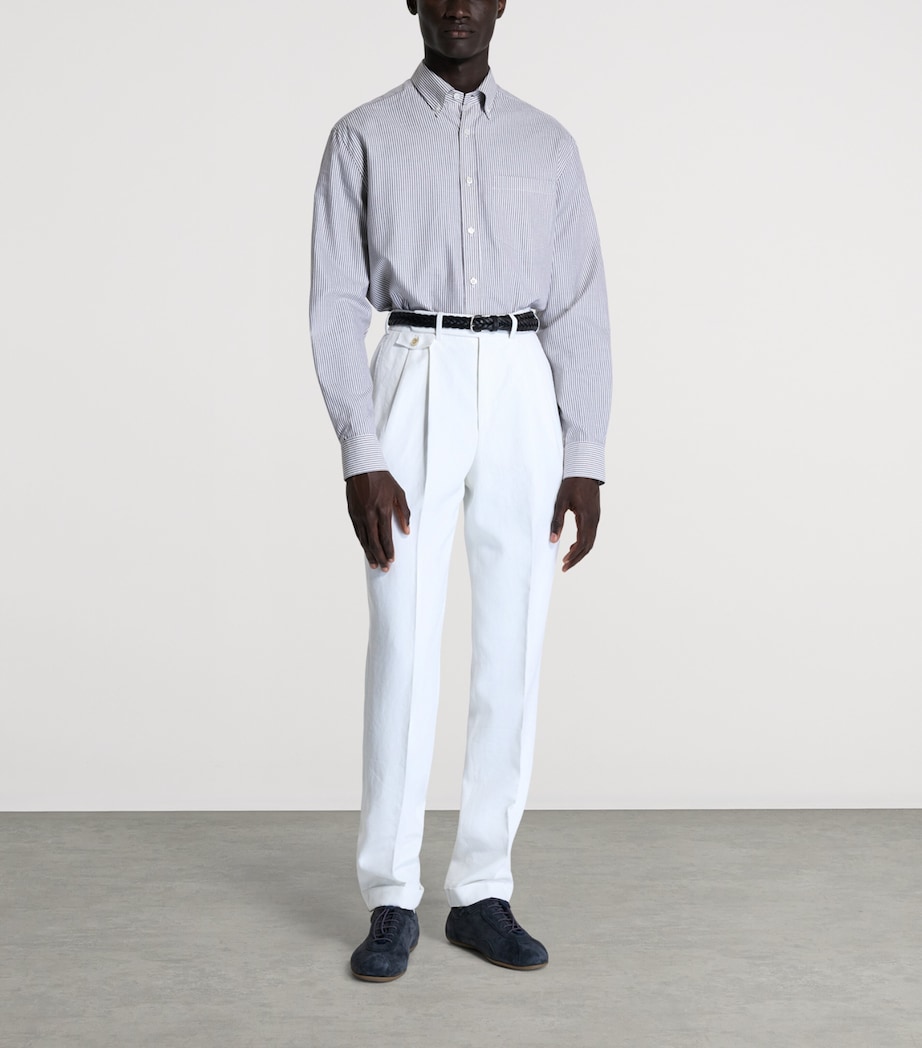 Dunhill Mens Cotton-Cashmere Stripe Shirt Image 2