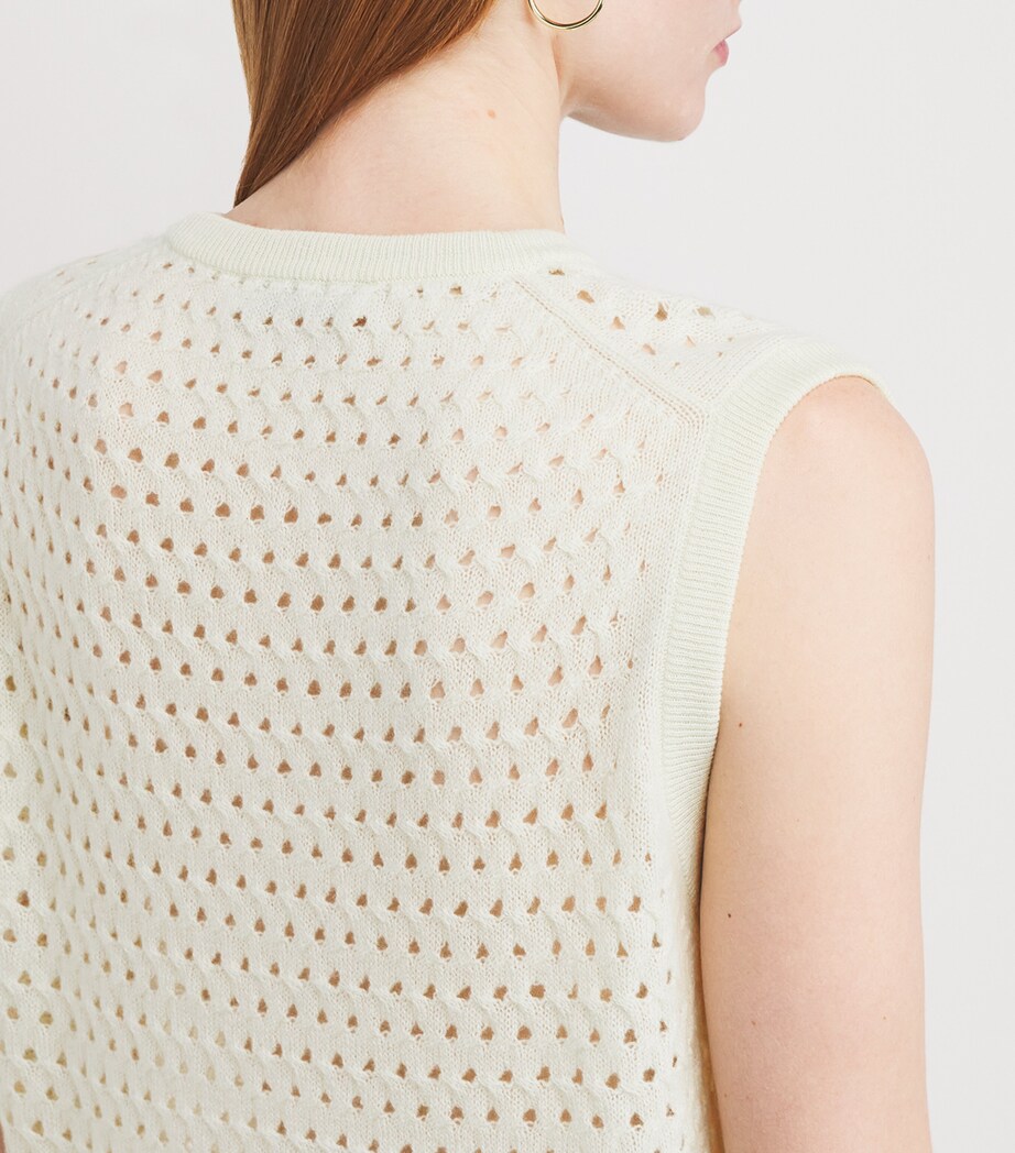 Johnstons Of Elgin Womens Cashmere Open-Knit Sweater Vest Lemon Image 6