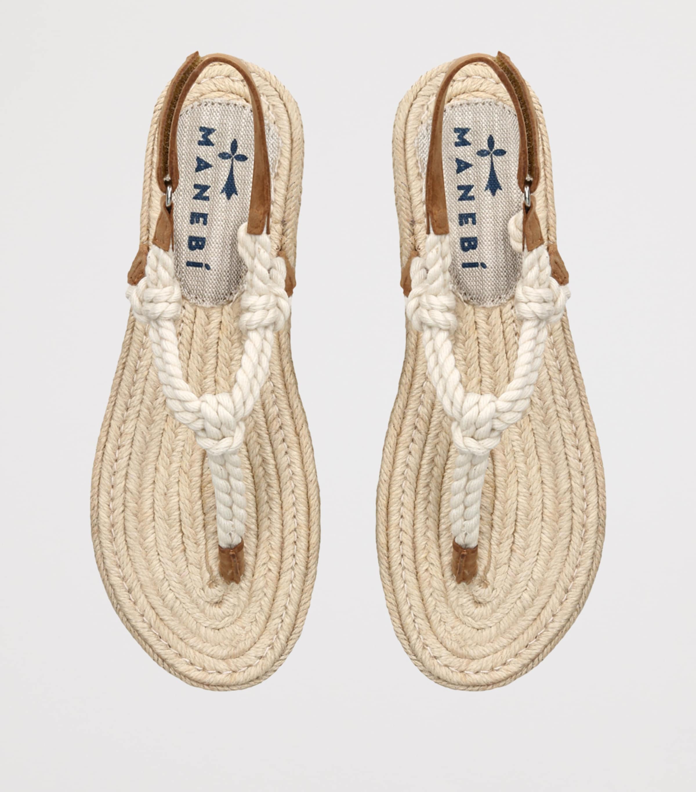 Manebi Rope Flat Sandals Bone Image 4
