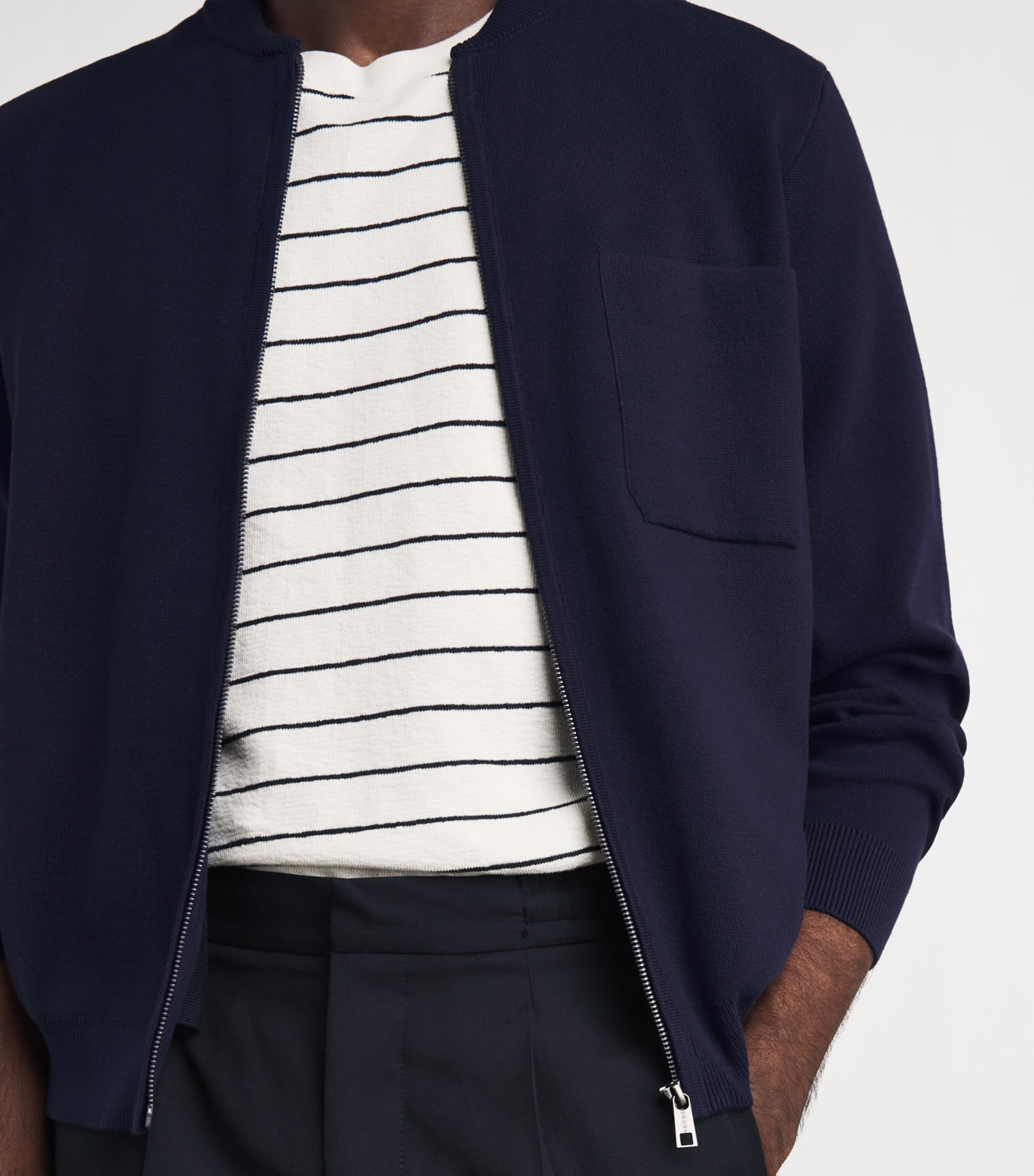 Falke Mens Organic Cotton Zip-Up Sweater Night Sky Image 3