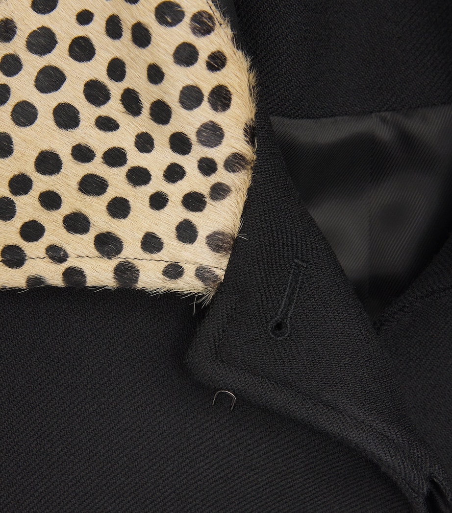 Róhe Womens Wool Cheetah-Collar Coat Black Image 6