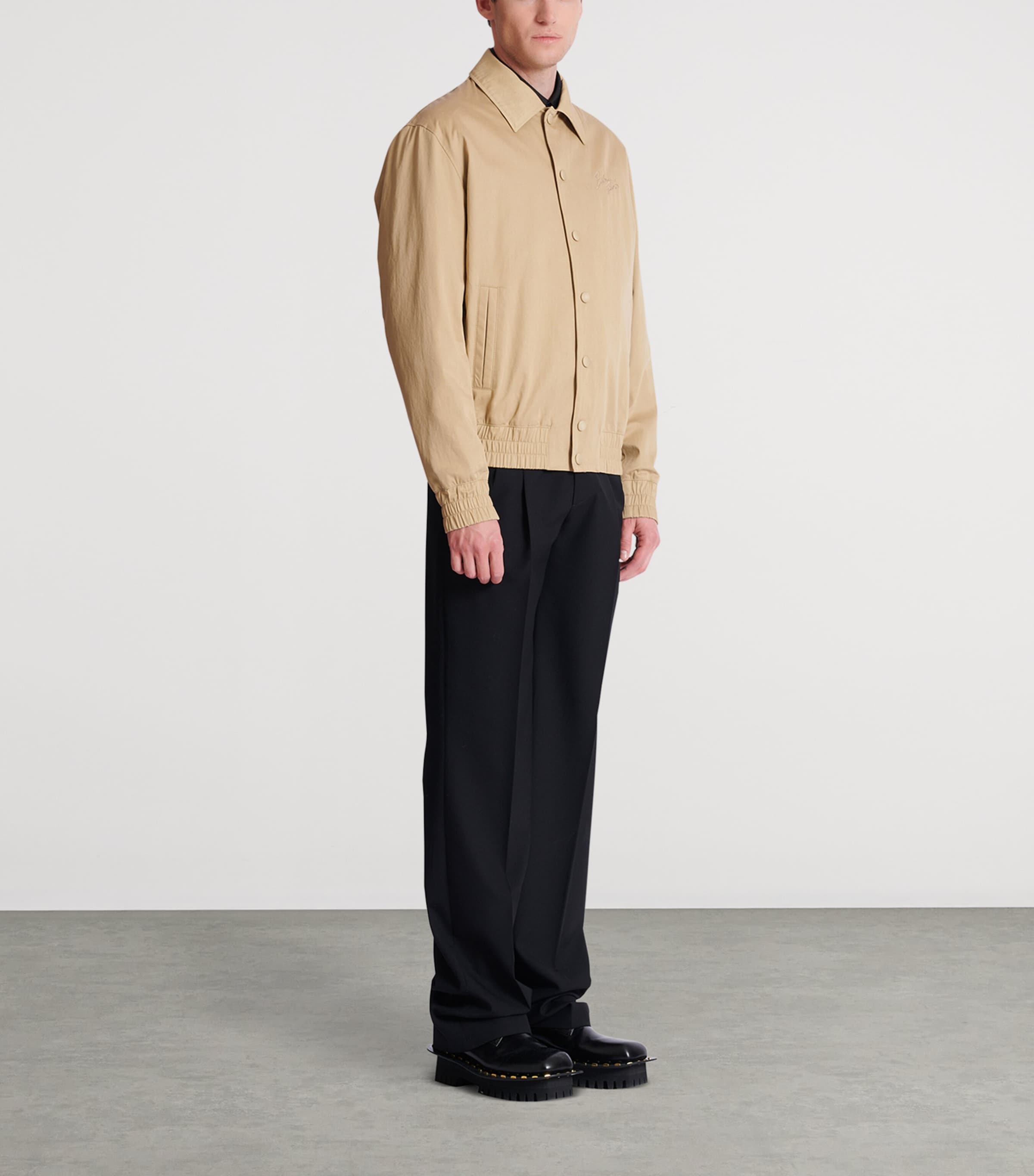 Cotton Embroidered Bomber Jacket 0FK BEIGE Image 2