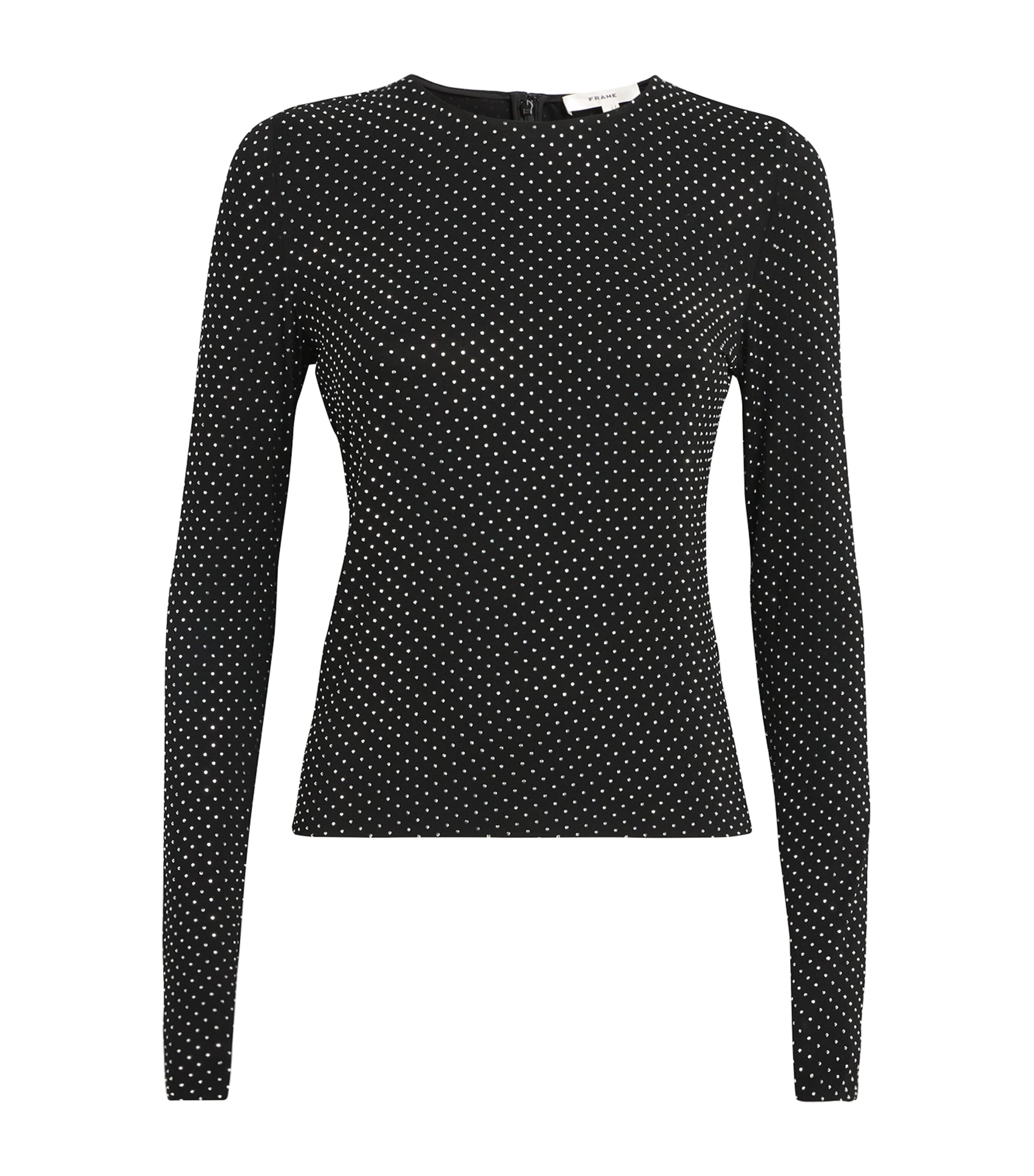 Frame Jersey Rhinestone-embellished Top In Black