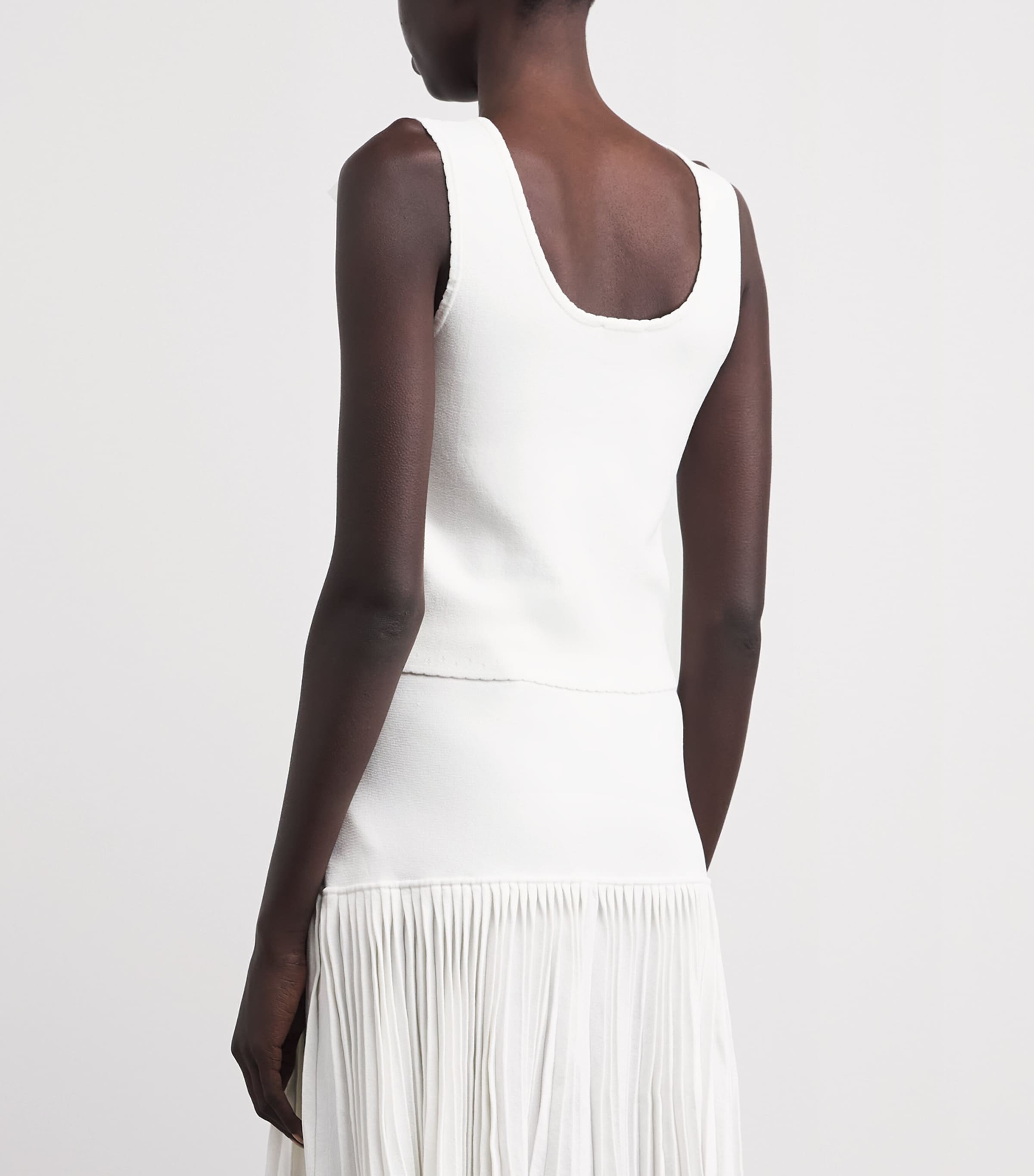 Claudie Pierlot Womens Bow-Detail Knit Tank Top Ecru Image 5