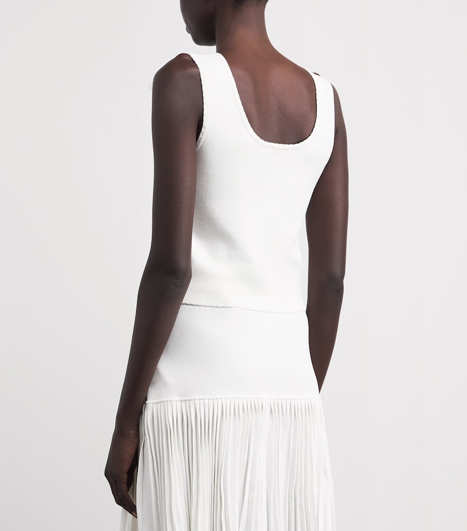 Claudie Pierlot Womens Bow-Detail Knit Tank Top Ecru Image 5