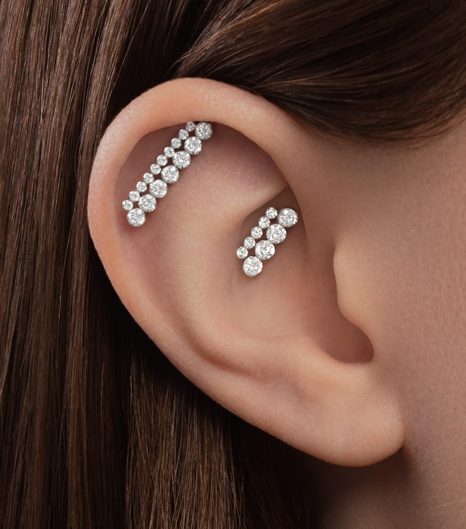 Yellow Gold Invisible Set Diamond Apsara Bar Threaded Stud Earring (11mm) YELLOW GOLD Image 2