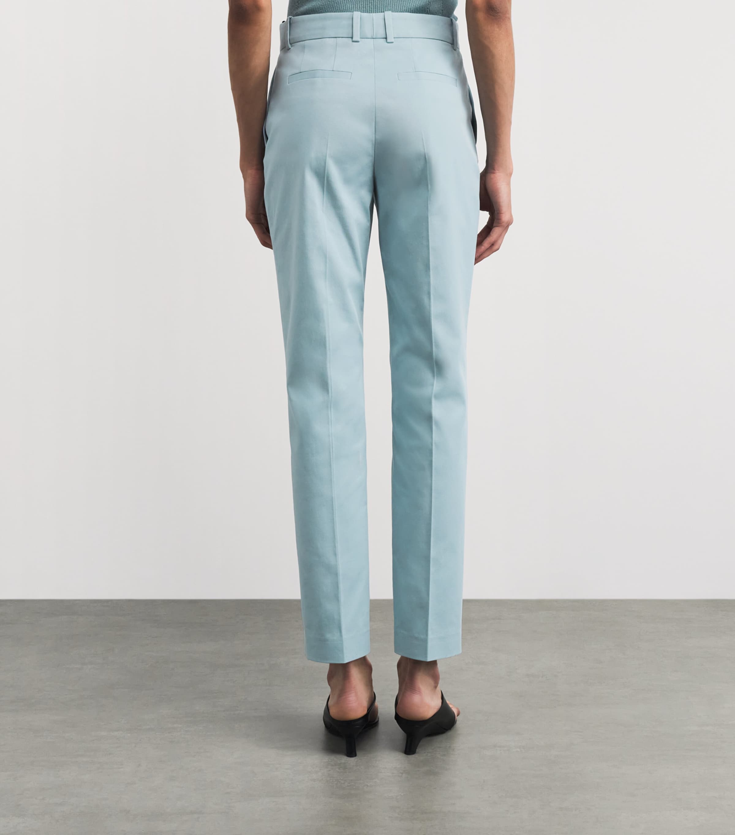 Joseph Womens Stretch-Cotton Coleman Slim Trousers Chambray Image 5