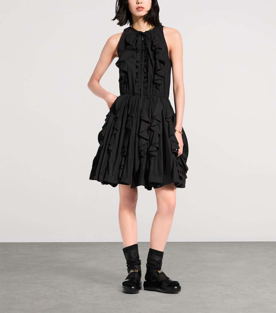 LOUIS VUITTON Womens Ruffled Mini Dress Black Image 2
