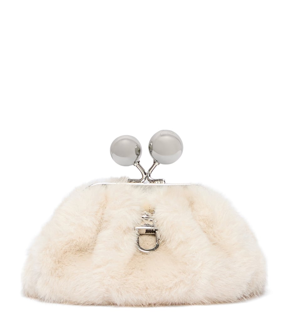 Weekend Max Mara Small Faux Fur Pasticcino Clutch Bag Ivory Image 1
