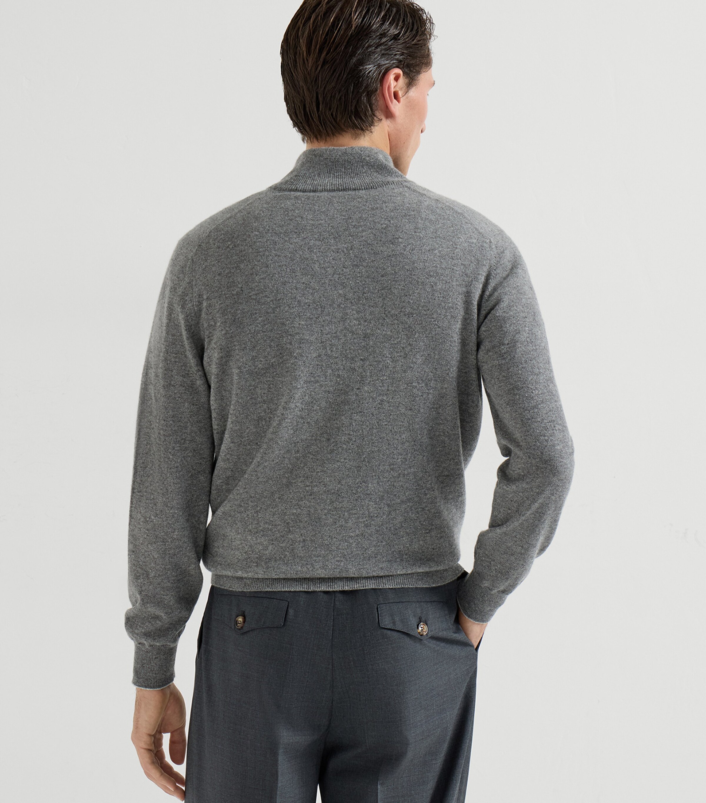 Brunello Cucinelli Mens Cashmere Quarter-Zip Sweater Image 4
