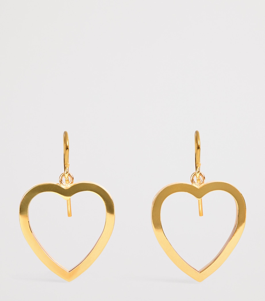Yellow Gold Large Open Heart Drop Earrings YELLOW GOLD Image 3