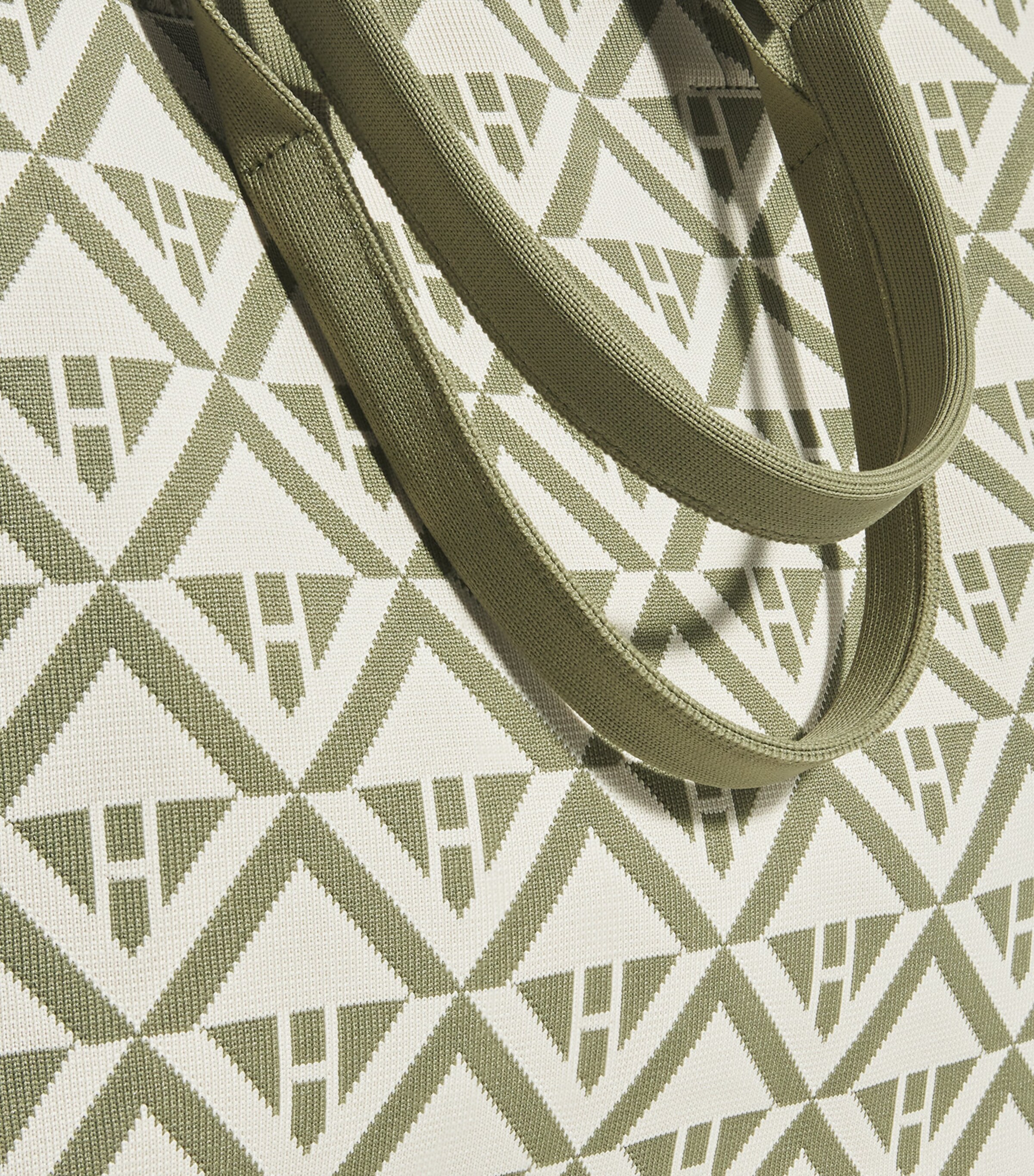 Harrods Medium Geometric Tote Bag Olive Image 4