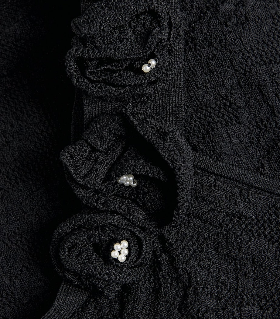 Sandro Paris Womens Knitted Floral Bodysuit Black Image 6