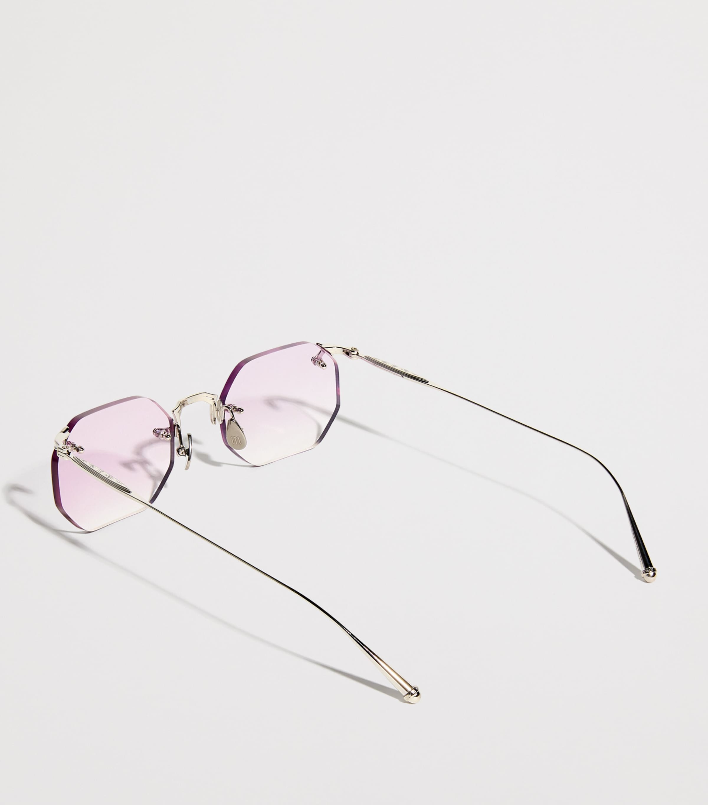 Octagonal Rimless Sunglasses M3104-B WHITE Image 3